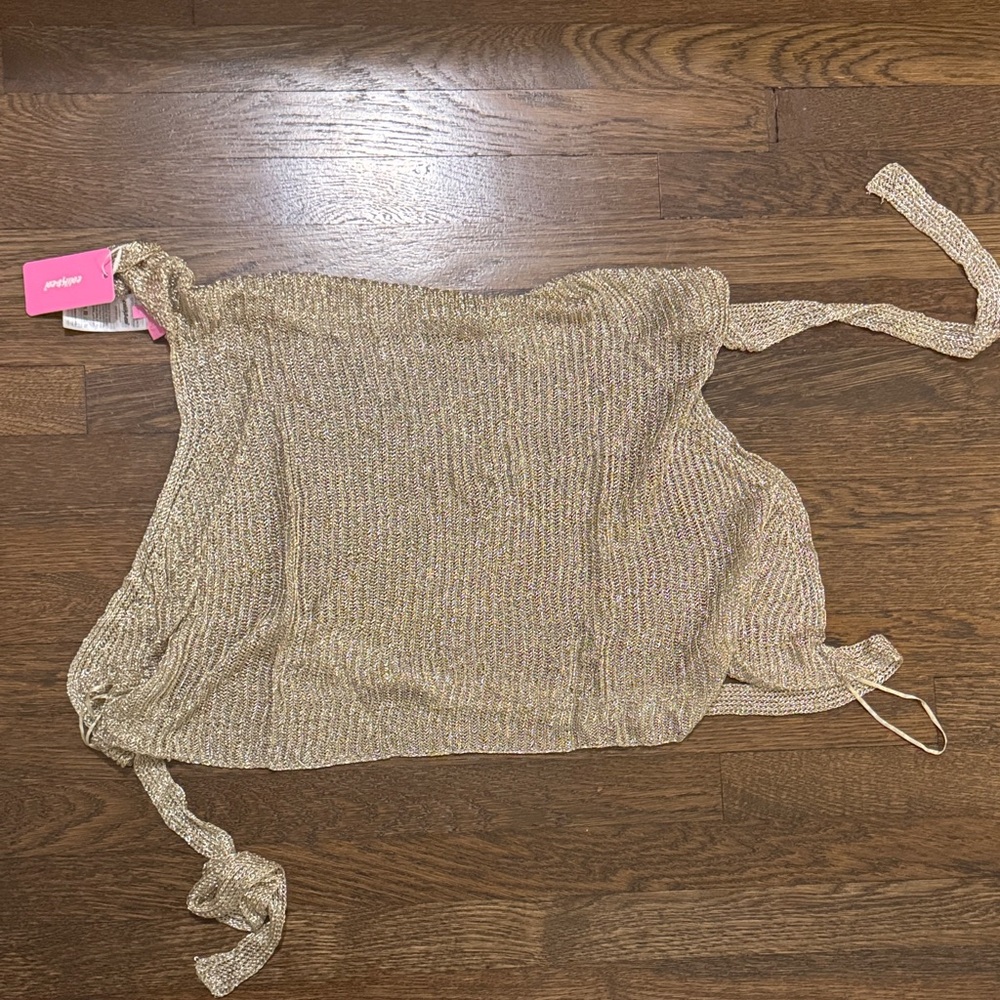 Edikted Metallic Gold Knit Top